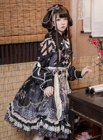 Cross Shoulder Waist Mark Ribbon Dress