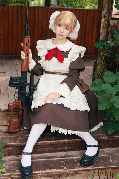 [violent Maid] Long Puff Sleeves Bowknot Classic Lolita Dress 2 Colors
