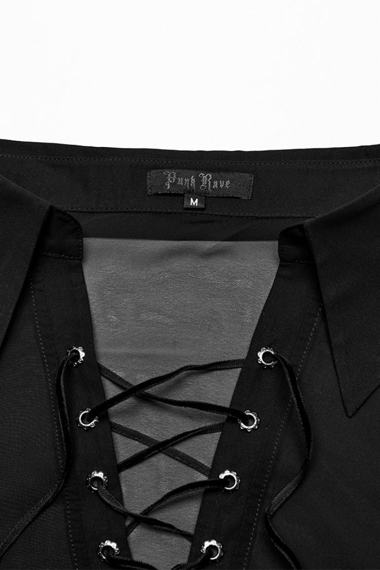 Black/red Lapel Collar Gradient Sheer Gothic Blouse