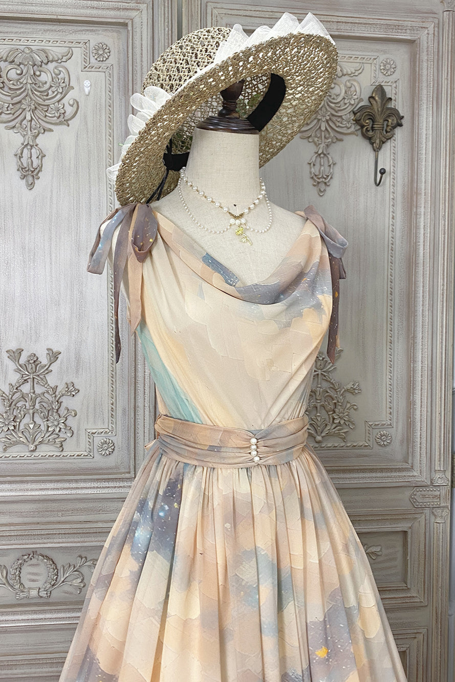 Marble Resort Chiffon Print Dress