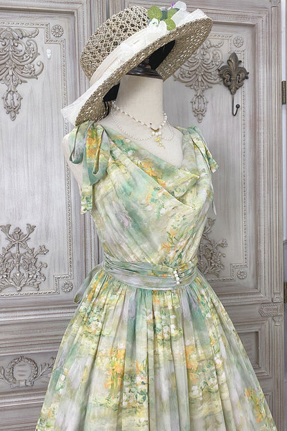 Marble Resort Chiffon Print Dress