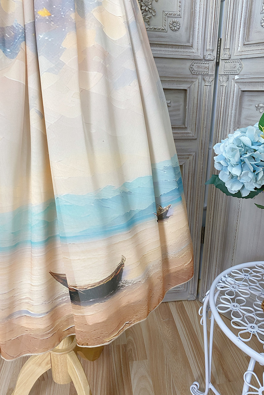 Marble Resort Chiffon Print Dress