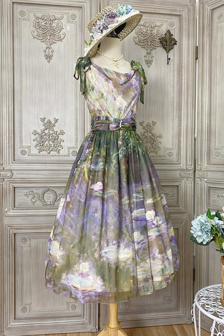 Marble Resort Chiffon Print Dress