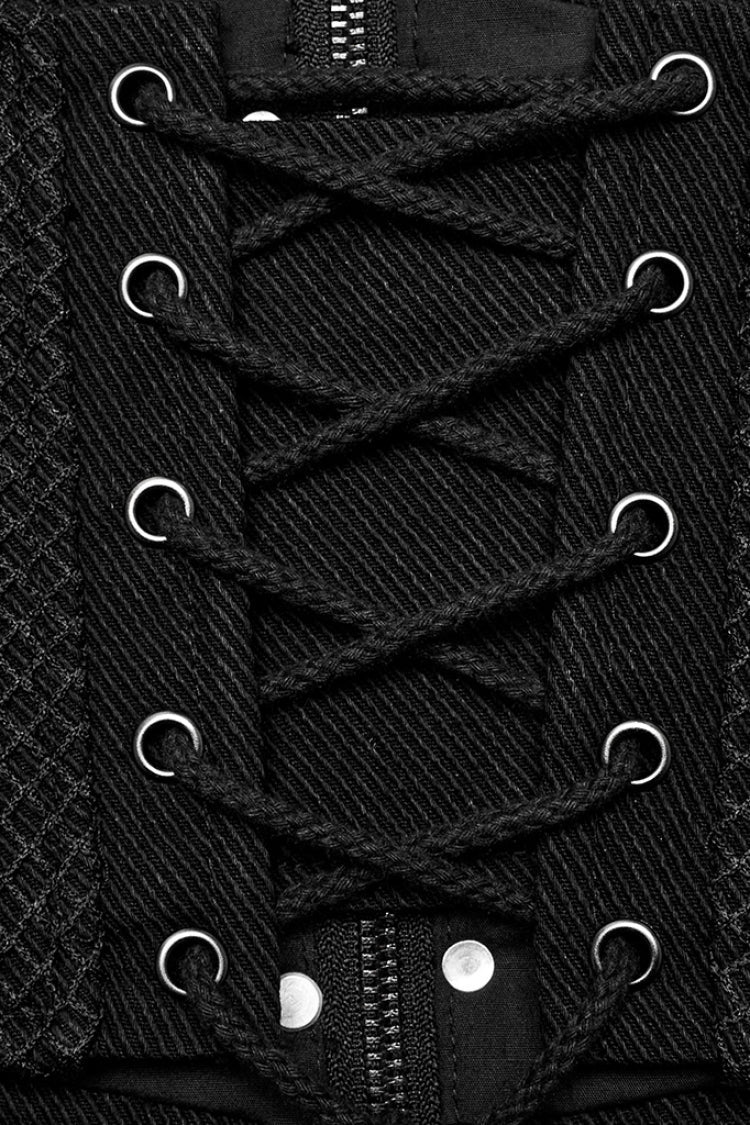 Black Multi-buckles Studded Lace-up Punk Girdle