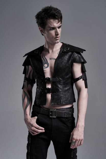 Black Multi-layer Stitching Punk Vest