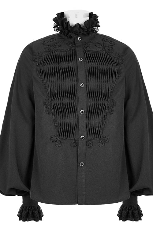 Black Chiffon Hand Embroidered Gothic Blouse