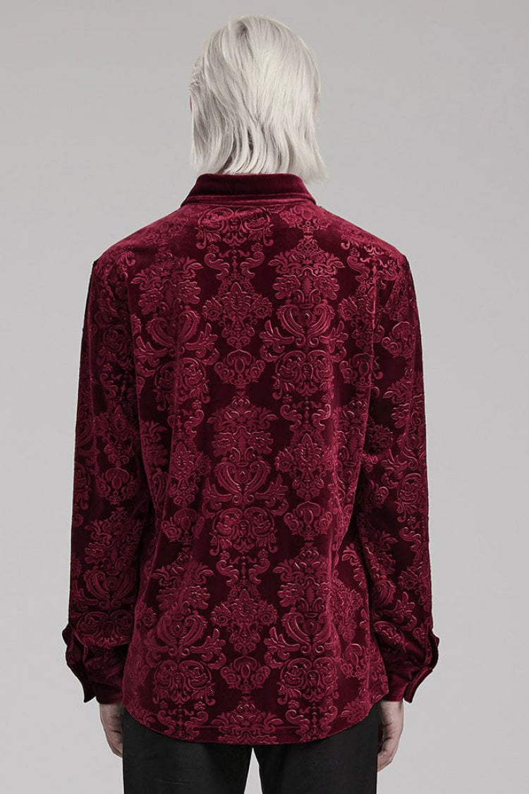 Long Sleeves Embossed Velvet Print Gothic Blouse 2 Colors