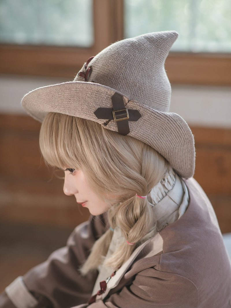 Steam Continental Khaki Curved Knit Witch's Hat