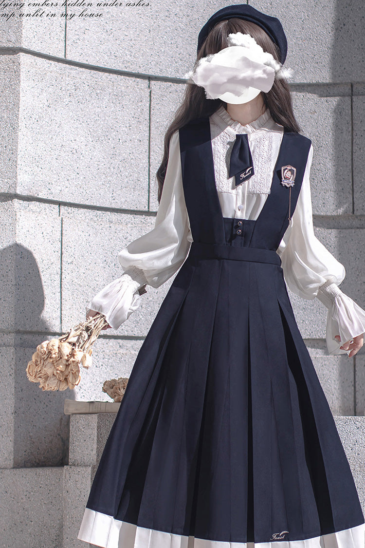 Blue Sleeveless Classic College Style Lolita Jumper Dress