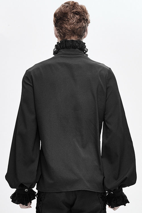 Black Chiffon Hand Embroidered Gothic Blouse