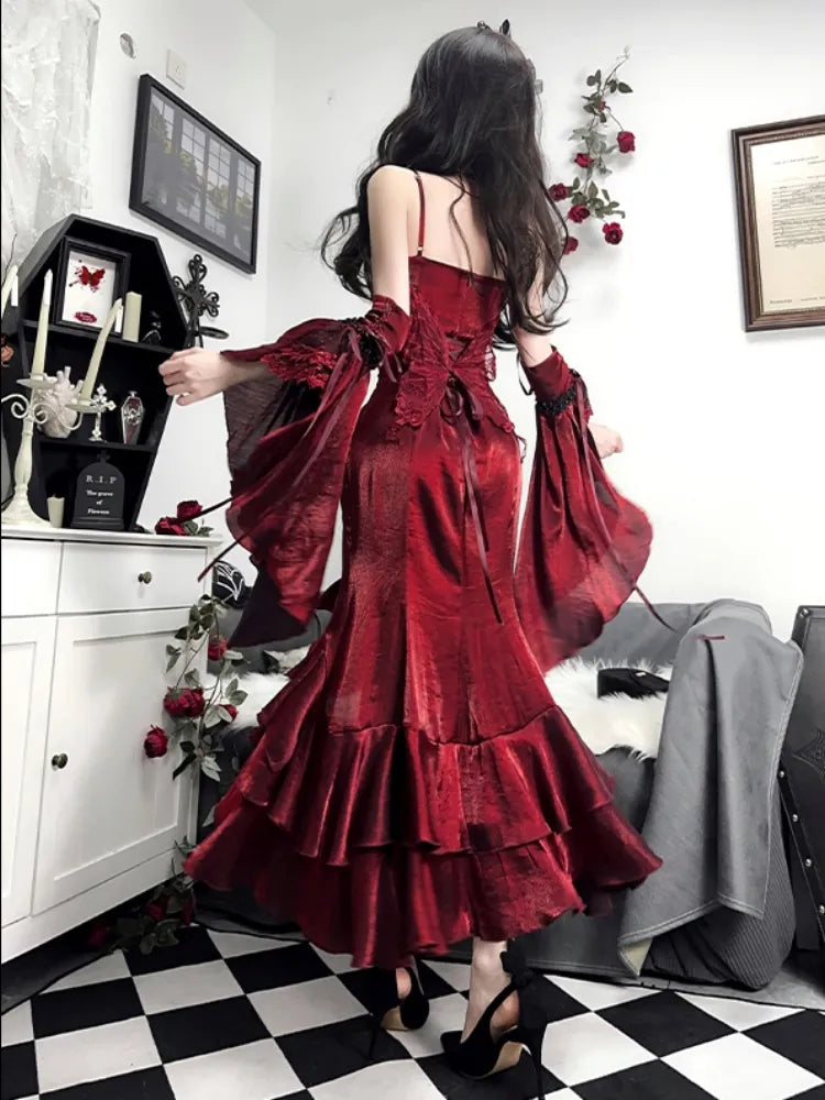 [pre-order] Amour Rose Burgundy Wizard of Oz Selena Purple Mermaid Dress Set