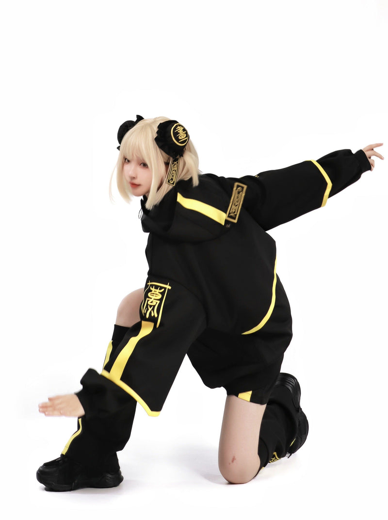 Dark Neon Chinese-style Jacket + Shorts + Long Pants + Leg Warmers + Hair Accessories [pre-order]