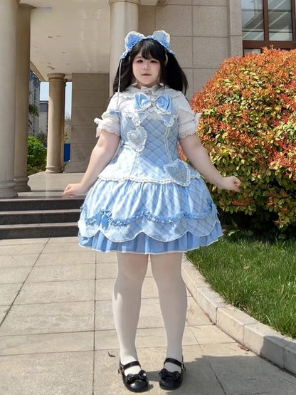 [pre-order Deadline: May 10] Blue/yellow/pink Sweetheart Lolita + Lace Ribbon Jks Dress + Bunny Ear Puff Sleeve Blouse + Bunny Ear Full Set + Cat Ear Full Set