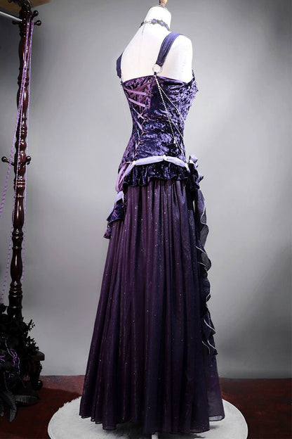 Purple [mysterious Nocturne] Embroidery Bowknot Lace Classic Lolita Jsk Dress