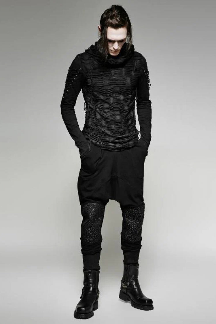 Black Hooded Ripped Gothic Sweater