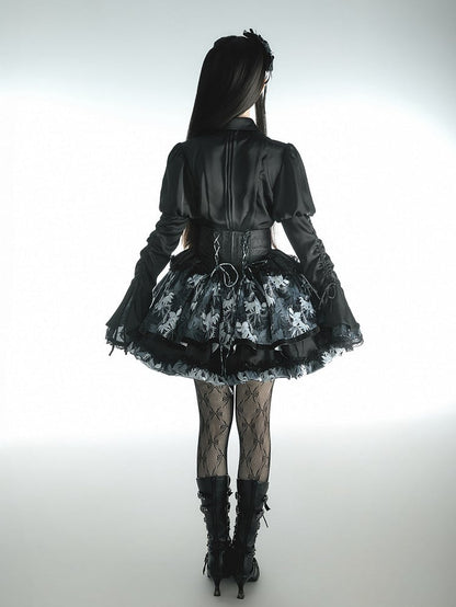 [pre-order Deadline: May 13] Bone Iris Gothic Black Ruffle Shirt + Corset Skirt + Accessories