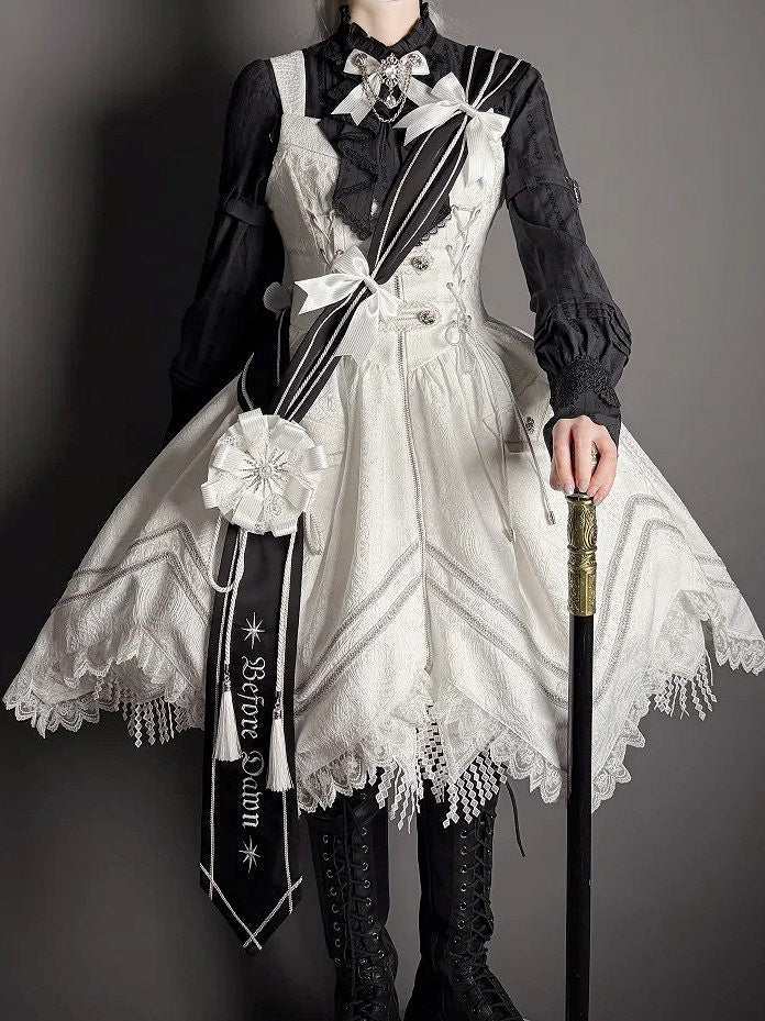 [pre-order Deadline: April 23] Dawnbreaker Gothic Jacquard Military Bustier Suspender Dress