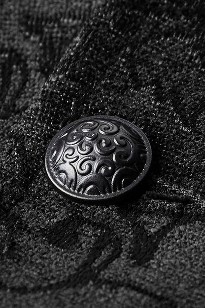 Black Jacquard Velvet Gothic V Collar Print Vest