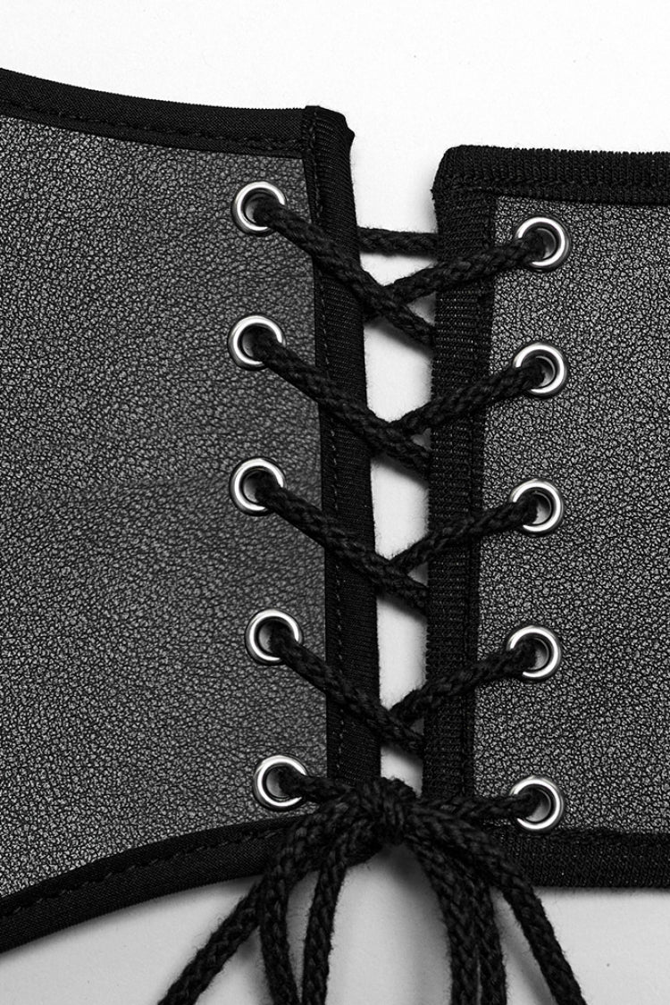 Black Lace-up Double-buckle Punk Girdle