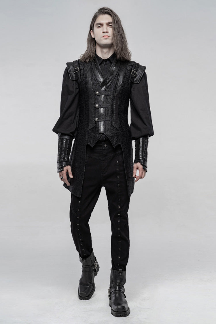 Black Stand Collar Sleeveless Buckle Punk Vest