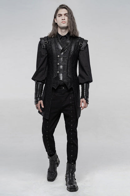 Black Stand Collar Sleeveless Buckle Punk Vest