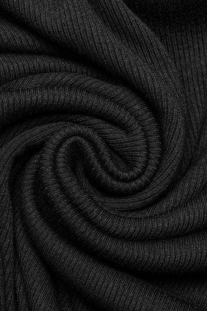 Black Lapel Collar Long Sleeves Stitching Steampunk T-shirt