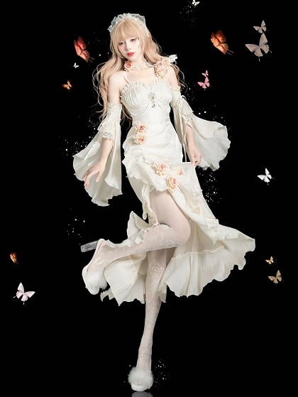 [pre-order] Amour Rose Bianca White and Blue Mermaid Dress Set
