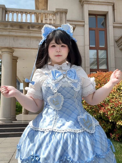 [pre-order Deadline: May 10] Blue/yellow/pink Sweetheart Lolita + Lace Ribbon Jks Dress + Bunny Ear Puff Sleeve Blouse + Bunny Ear Full Set + Cat Ear Full Set