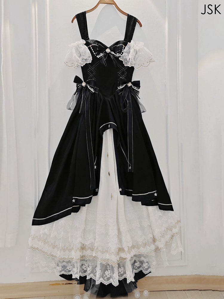 [pre-order Deadline: May 3] Black and White Corset Lace Ribbon Lolita Jsk Princess Dress + Complete Set