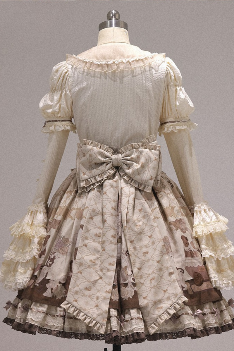 Briana Bear Print Dream Doll Lolita Dress + Jsk + Skirt + Shirt + Petticoat