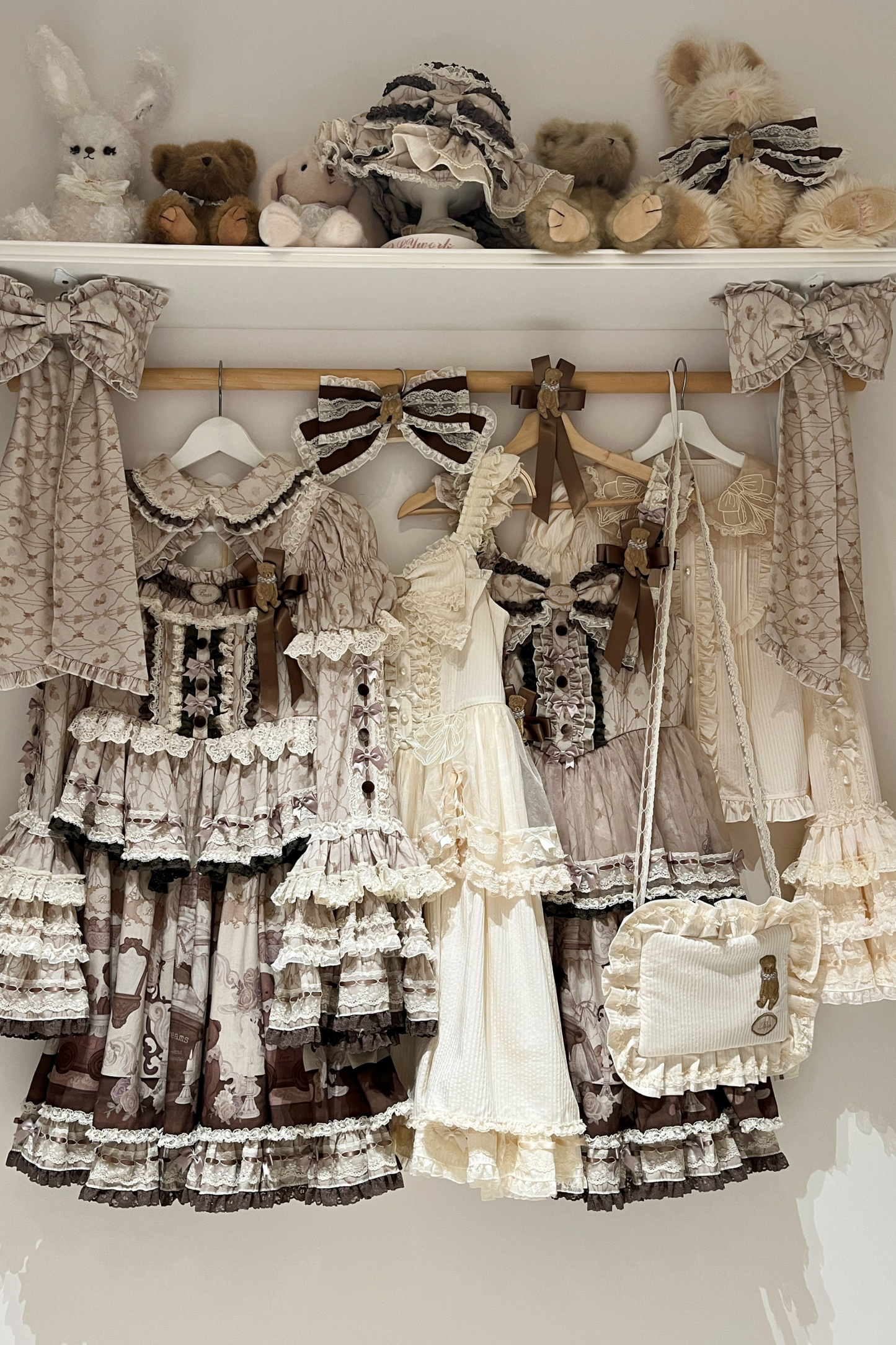 Briana Bear Print Dream Doll Lolita Dress + Jsk + Skirt + Shirt + Petticoat