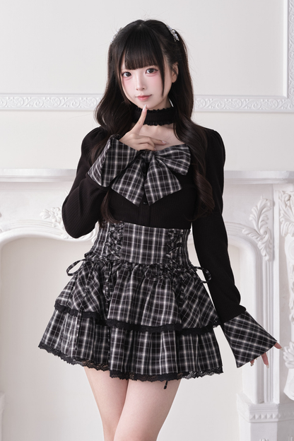 Ribbon Choker Knit Top