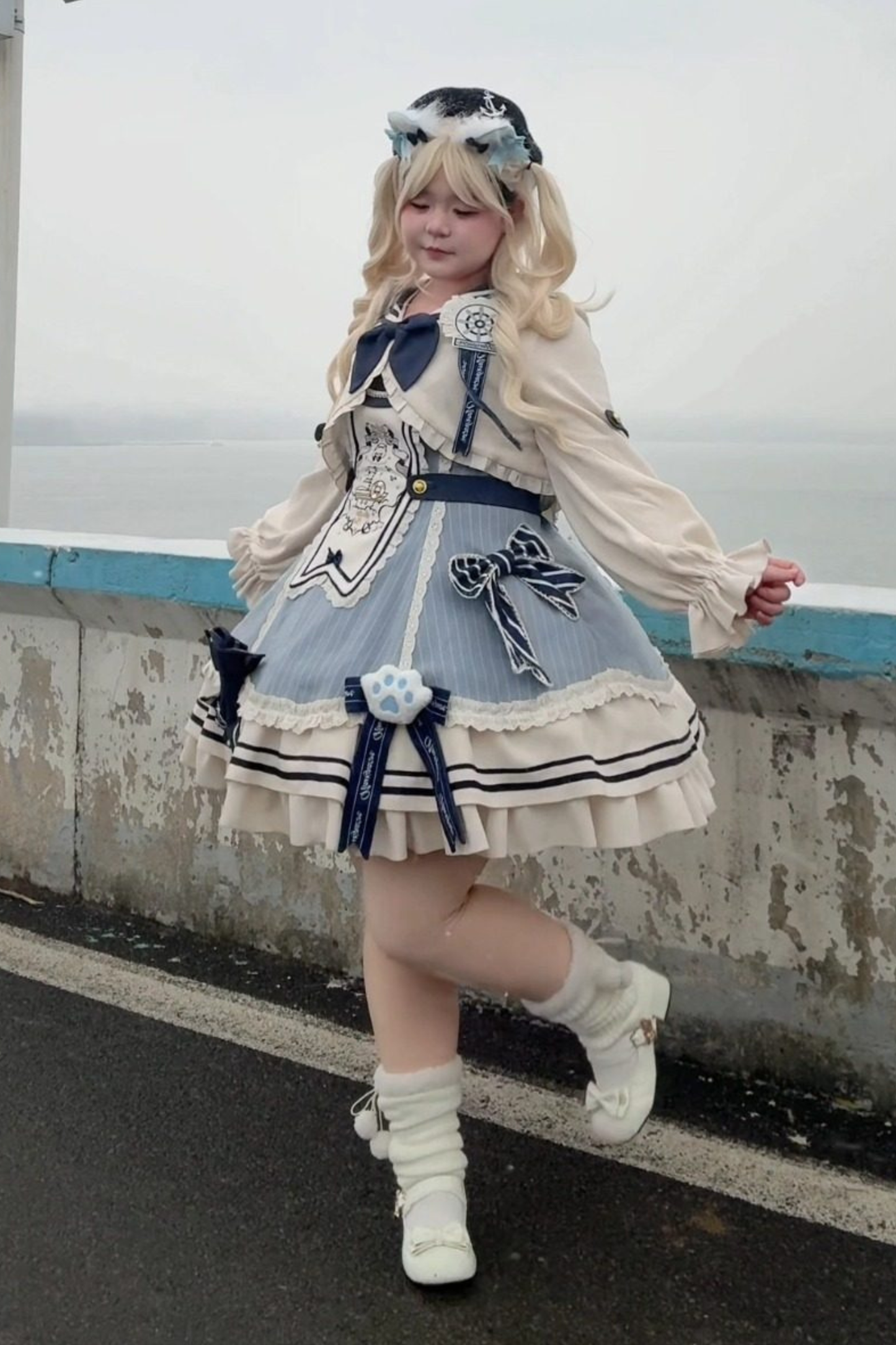 Candy Sailor Jacket + Jumper Skirt + Cat Hat + Headband