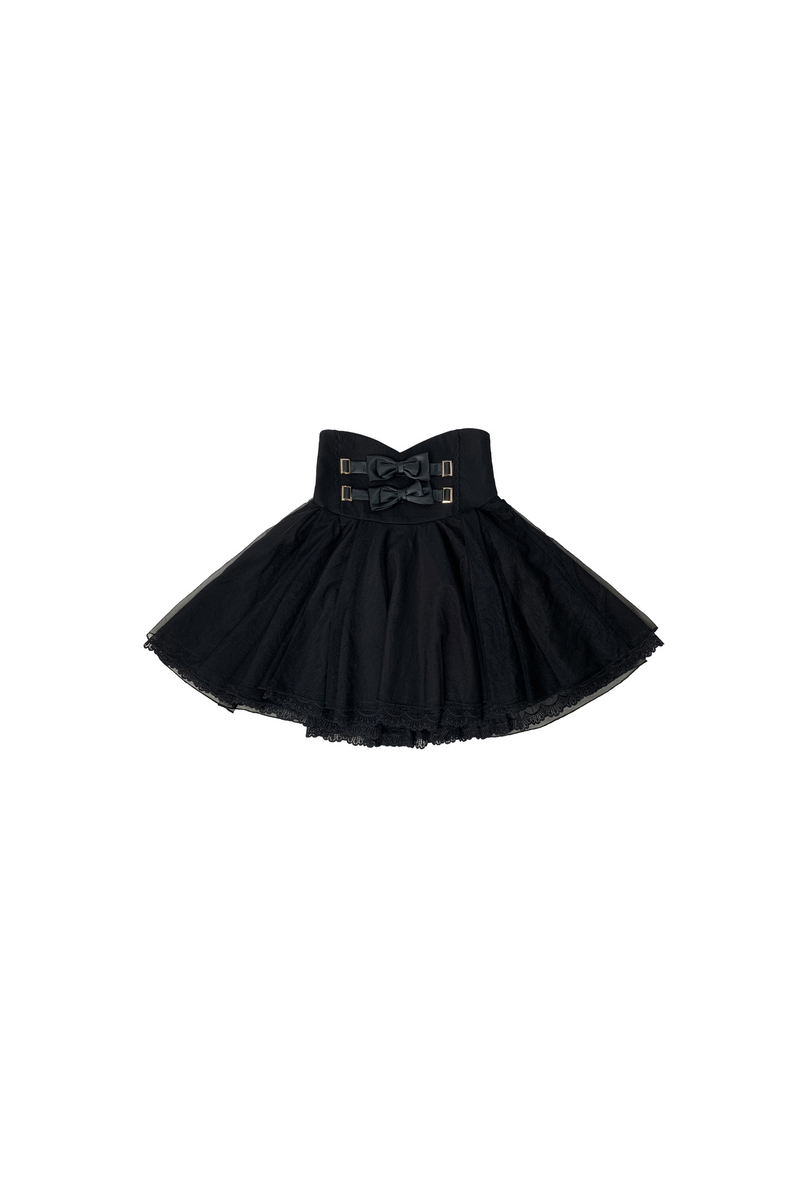 [pre-order] Sweet Dark Kawaii Ribbon Blouse + High Waist Skirt + Large Ribbon