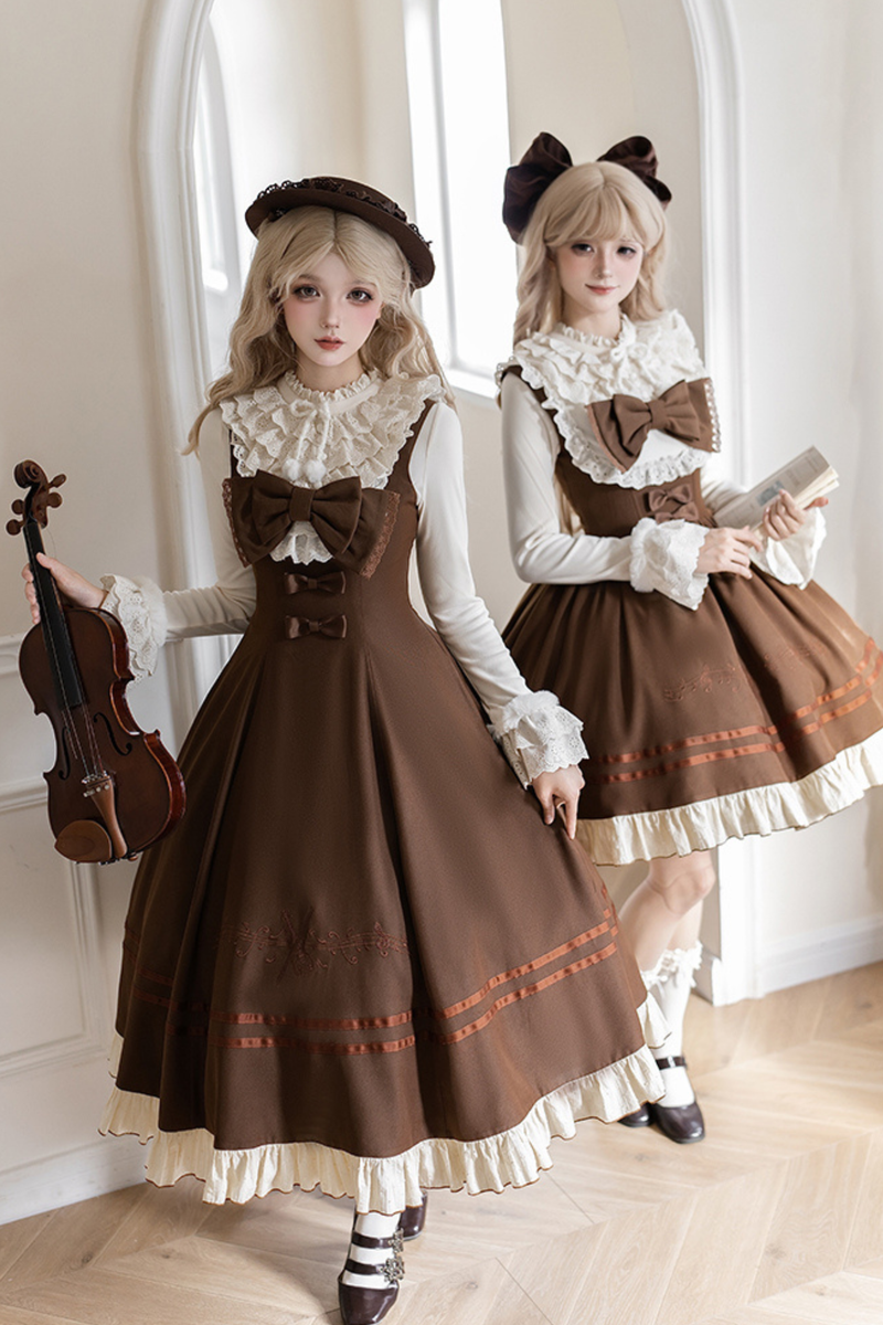 Twin Ruffle Doll Jumperskirt + Top + Ribbon + Hat