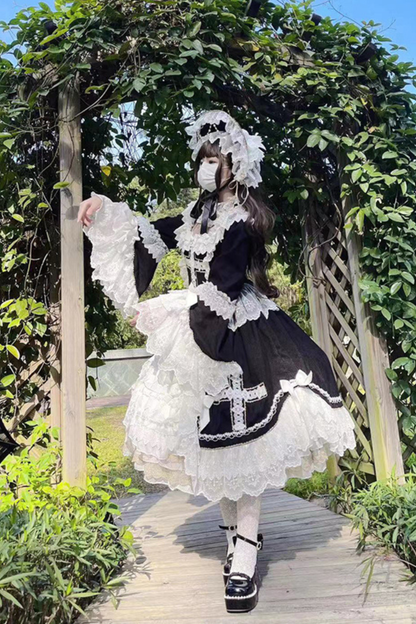 Gothic Doll Lace Dress + Bonnet