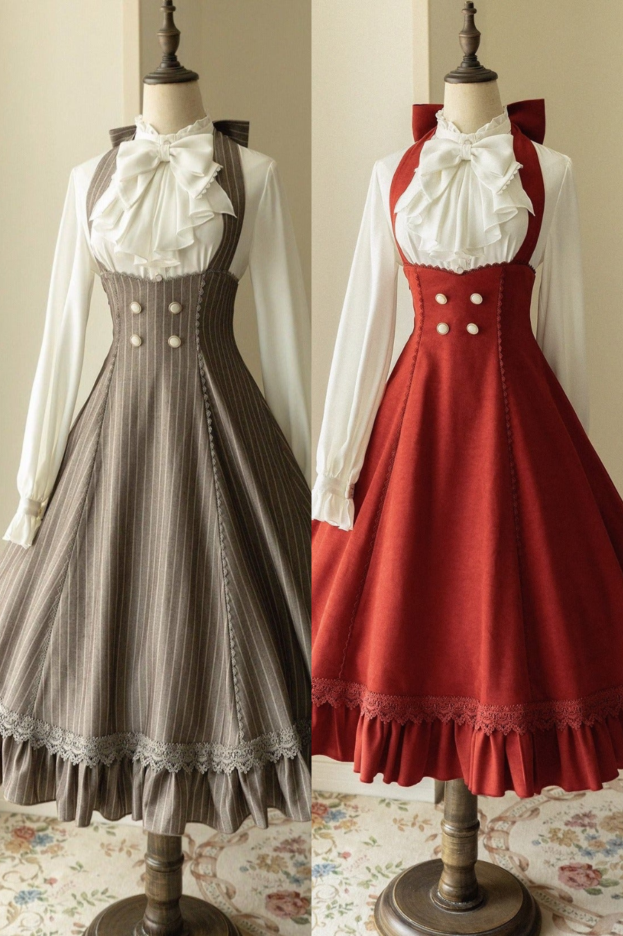 Big Bow Blouse + Retro Suspender Skirt