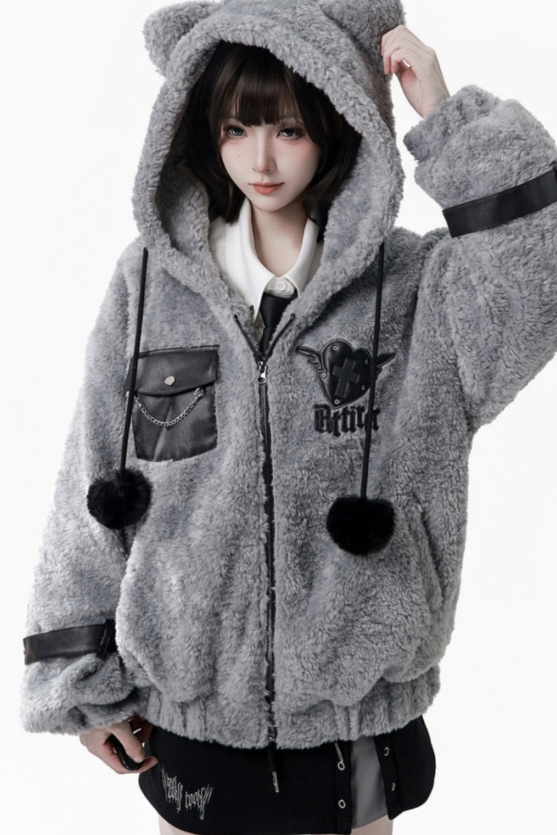 Patchwork Fur Hooded Coat + Pants + Shirt + Skirt + Leg Warmers