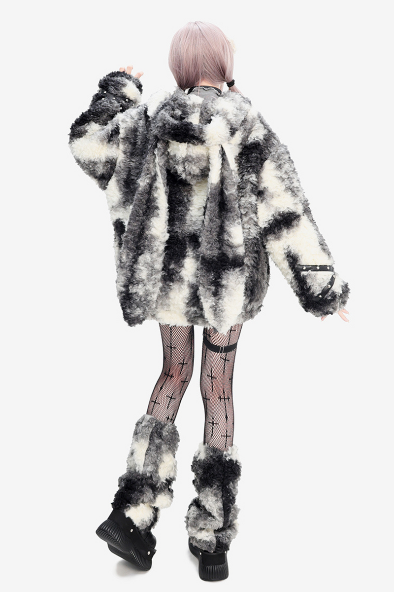 Bunny Mode Hooded Coat + Fur Leg Covers