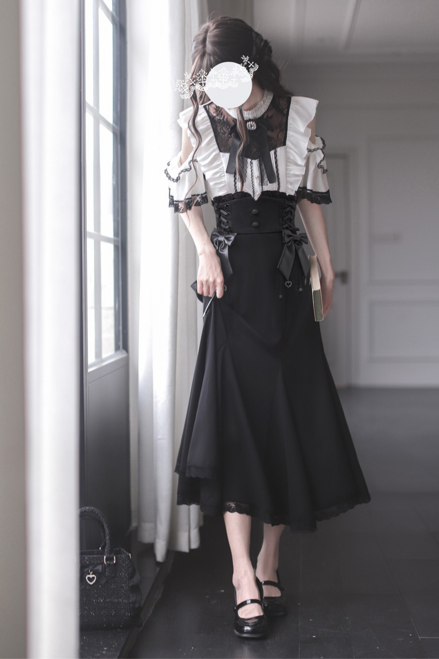 [pre-order] Off-shoulder Ruffle Tops + Mermaid Skirt + Ribbon