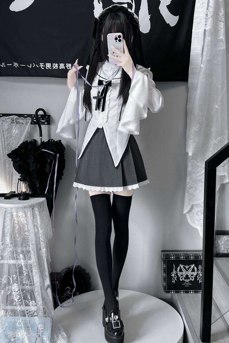 Gothic Style Sailor Shirt + Lace Skirt