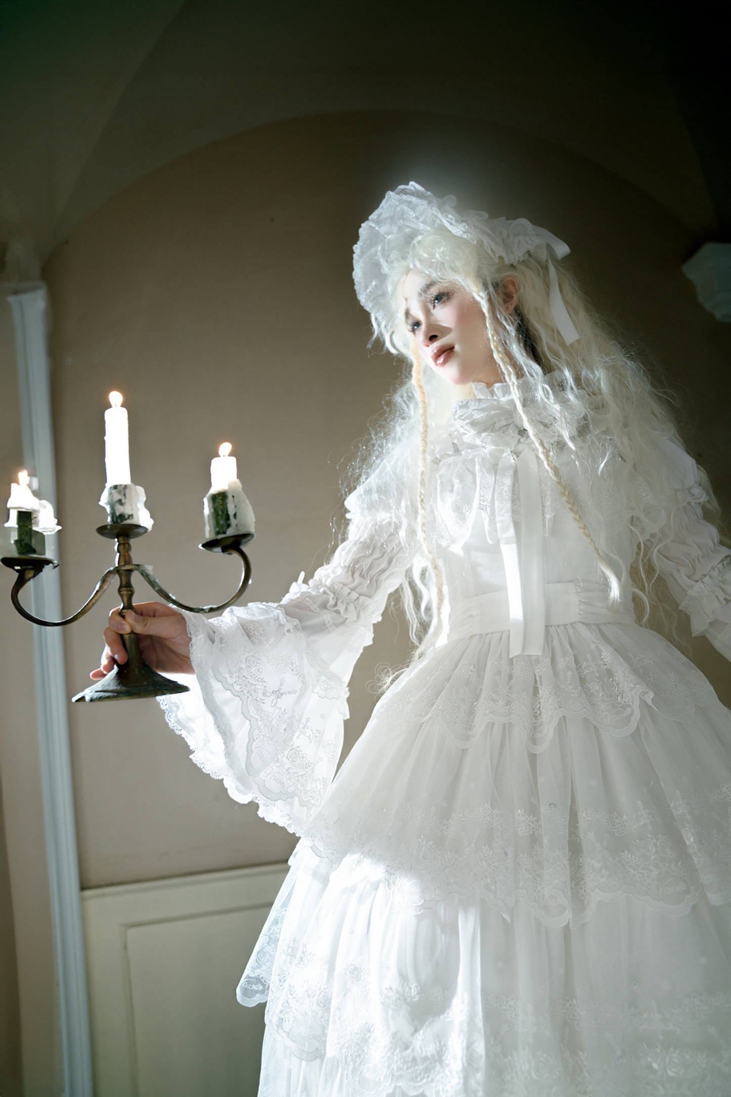 Flower Banquet Princess Sleeve Shirt + Ruffle Lolita Dress