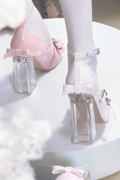 Love Buckle Crystal Heel Shoes