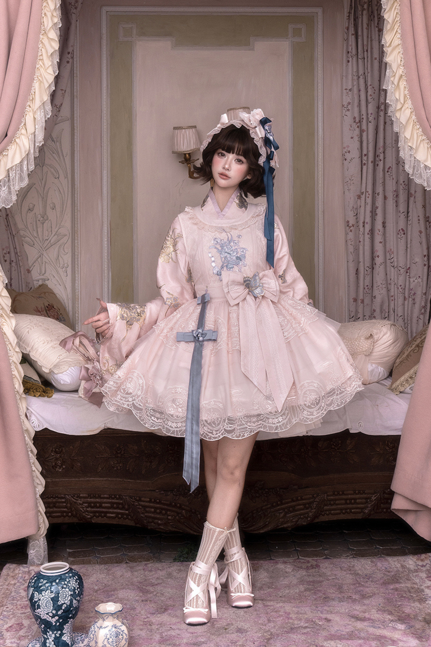 Colorful Jacket + Short Jacket + Dress + Headband + Ribbon