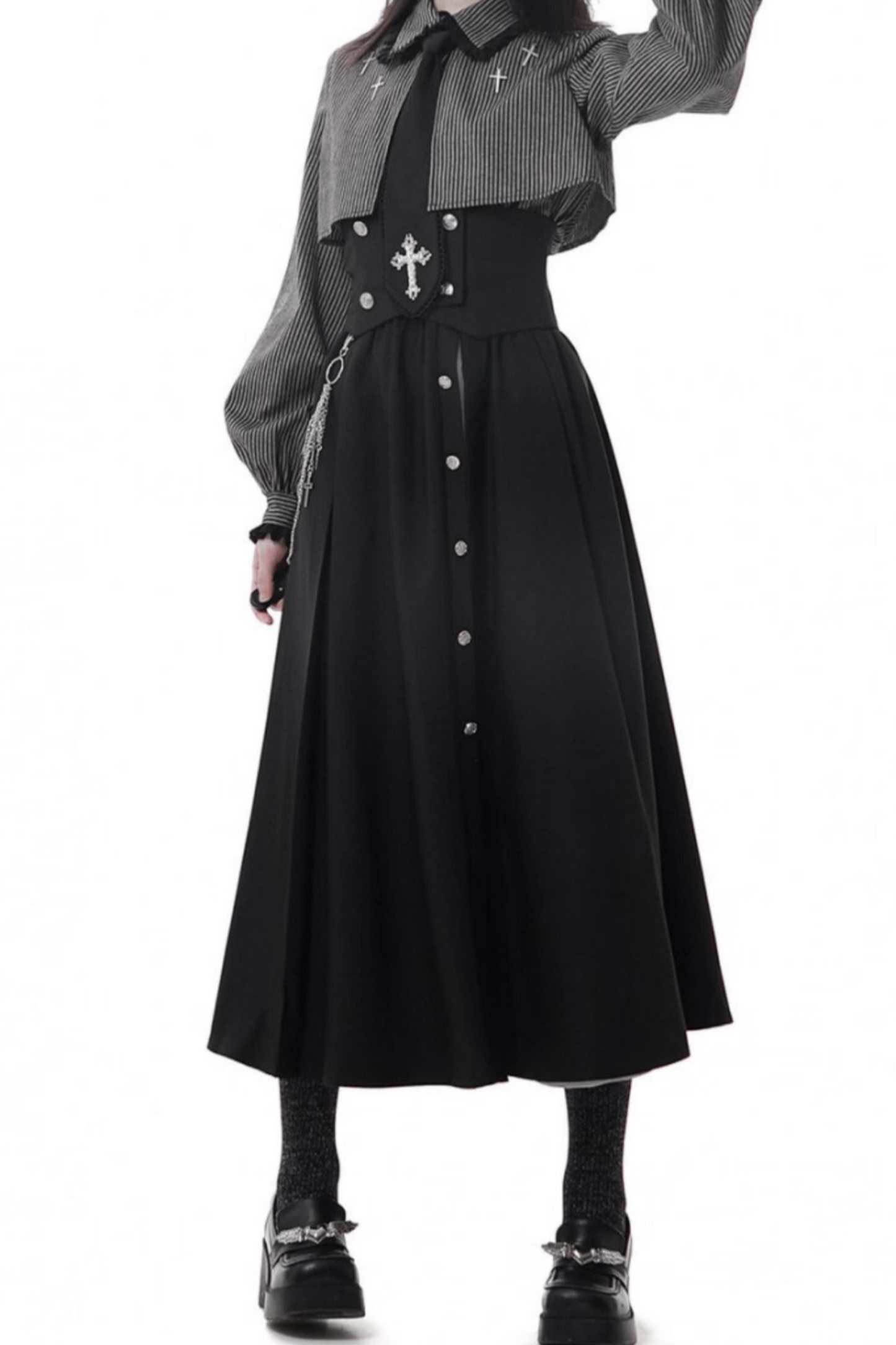 Cross Carol Dark Shirt + Corset + Skirt