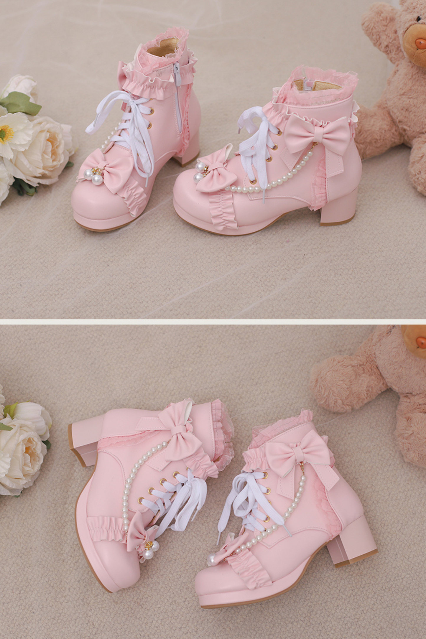 Pearl Ribbon Sweet Lolita Boot