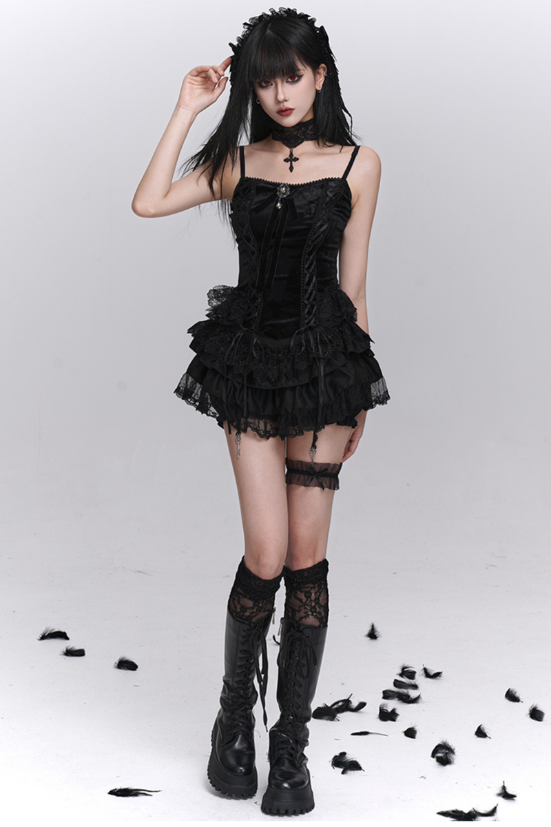 Ghost Girl Gothic Puffy Skirt + Camisole + Short Outer