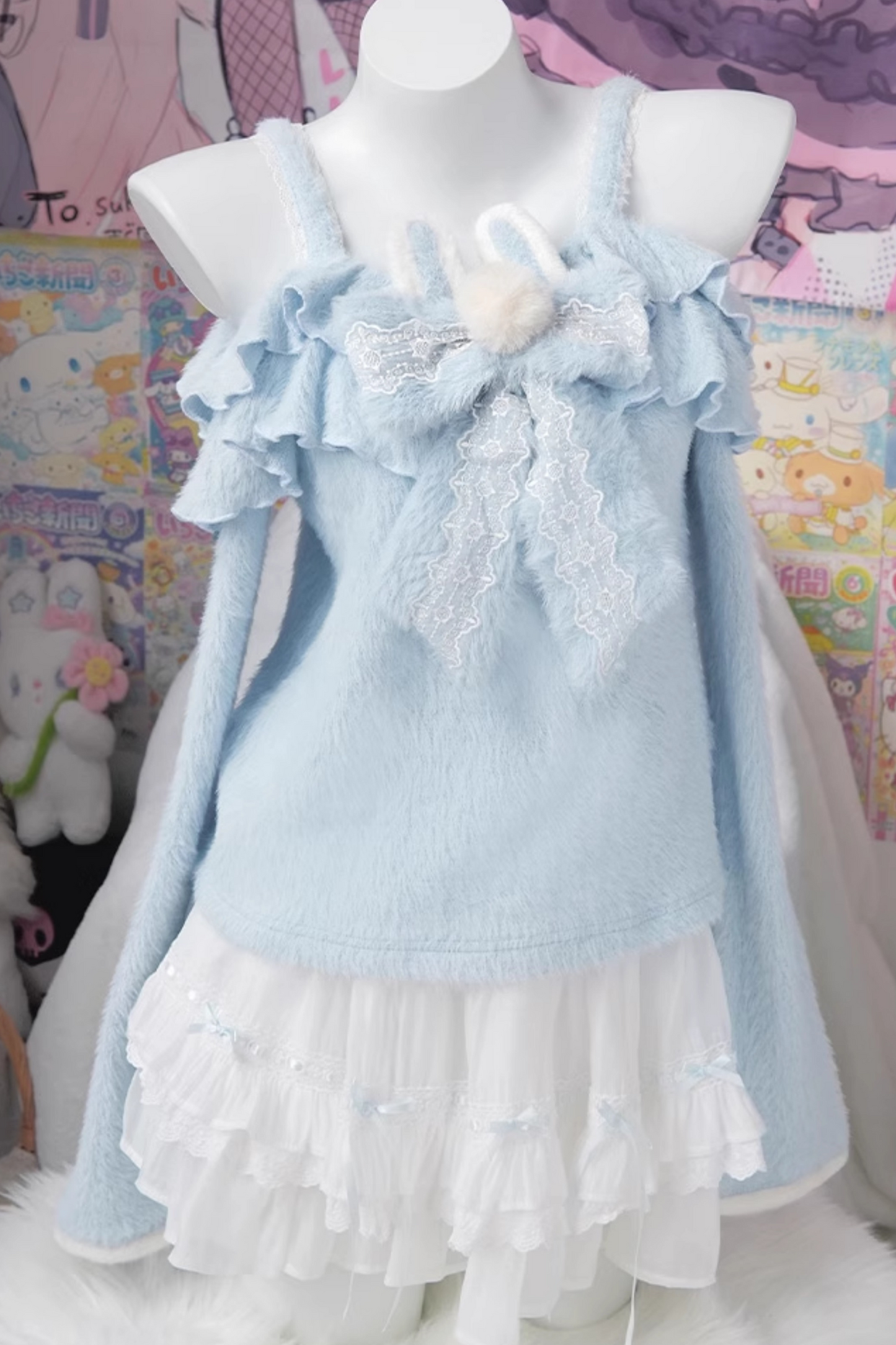 Ice Blue Ruffle Top + Ruffle Skirt