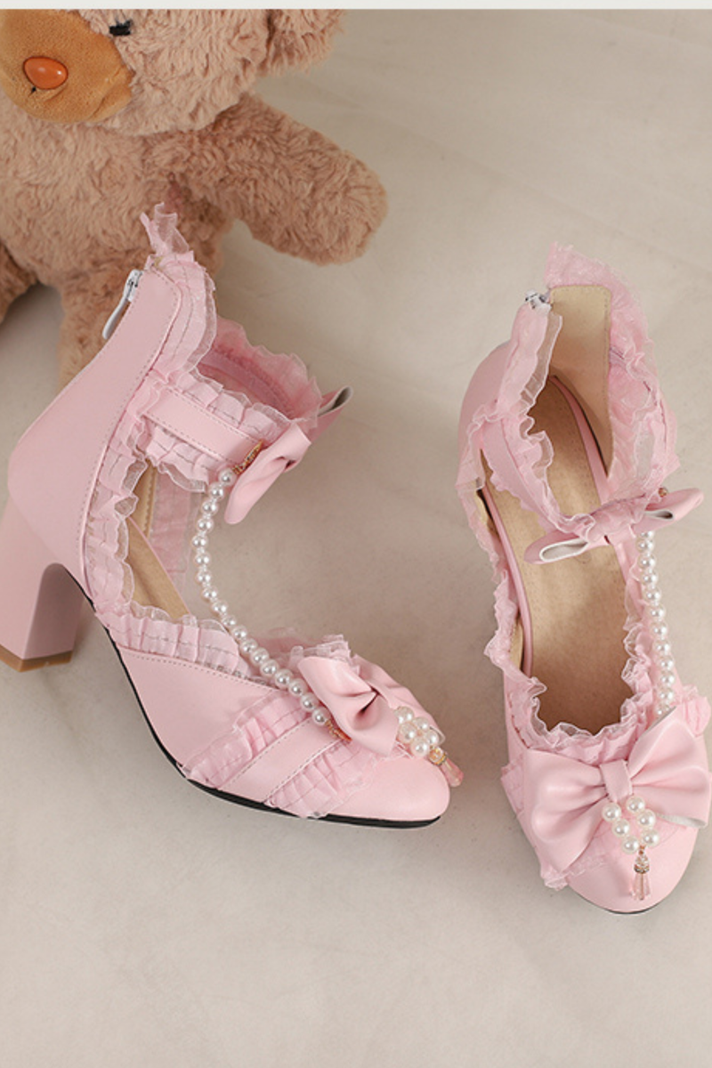 Pearl Ribbon Princess Lolita Shoes