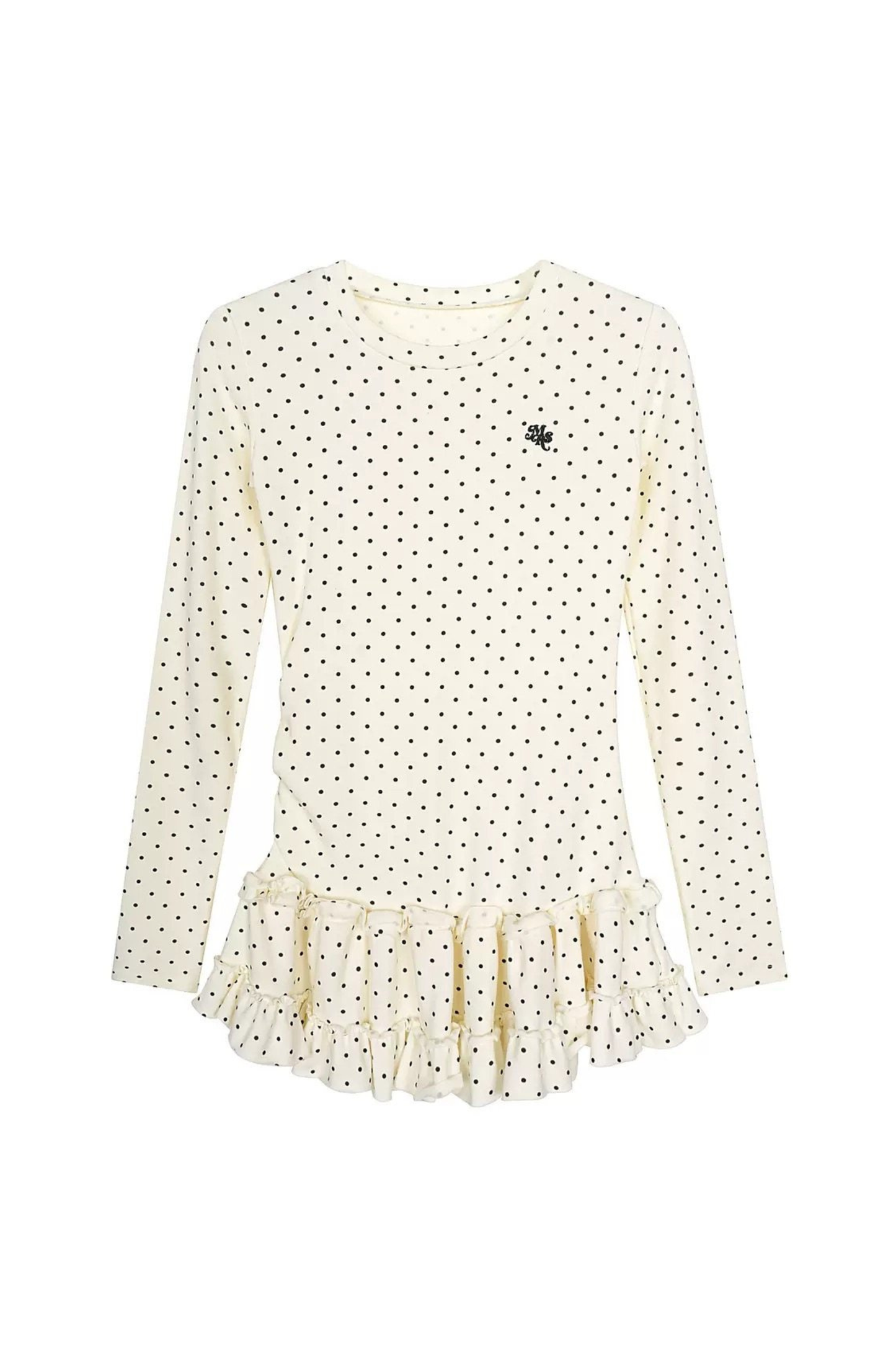 Polka Dot Slim Frill Top
